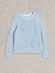 White Stuff Blue Bailey 100% Organic Cotton Jumper - Image 5 of 6