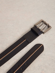 White Stuff Blue Raw Seam Leather Belt - Image 2 of 3