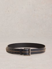 White Stuff Blue Raw Seam Leather Belt - Image 3 of 3