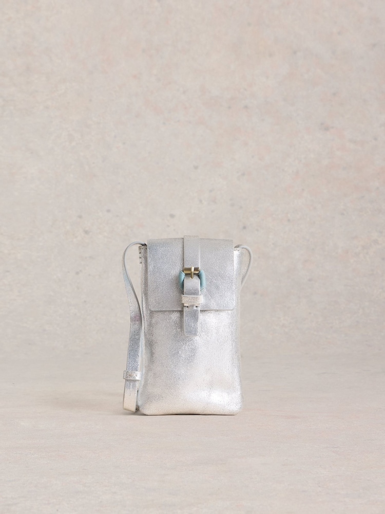 White Stuff Silver Clara Buckle Leather Phone Bag - Image 1 of 4