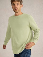 White Stuff Green Attadale Crew Neck 100% Organic Cotton Jumper - Image 1 of 6