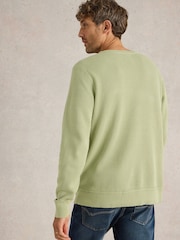 White Stuff Green Attadale Crew Neck 100% Organic Cotton Jumper - Image 2 of 6