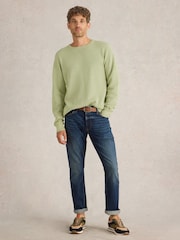 White Stuff Green Attadale Crew Neck 100% Organic Cotton Jumper - Image 3 of 6