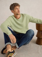 White Stuff Green Attadale Crew Neck 100% Organic Cotton Jumper - Image 4 of 6