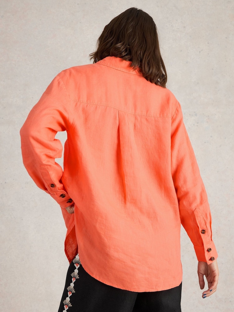 White Stuff Orange Lydia Linen Shirt - Image 2 of 6