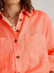 White Stuff Orange Lydia Linen Shirt - Image 3 of 6