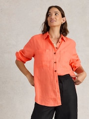 White Stuff Orange Lydia Linen Shirt - Image 4 of 6