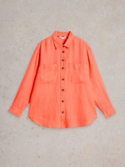 White Stuff Orange Lydia Linen Shirt - Image 5 of 6