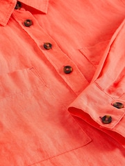 White Stuff Orange Lydia Linen Shirt - Image 6 of 6
