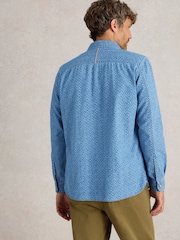 White Stuff Blue Leaf Printed 100% Organic Cotton Long Sleeves Shirt - Image 2 of 6