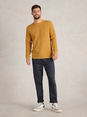 White Stuff Yellow Attadale Crew Neck 100% Organic Cotton Jumper - Image 3 of 6