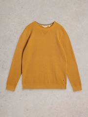 White Stuff Yellow Attadale Crew Neck 100% Organic Cotton Jumper - Image 5 of 6