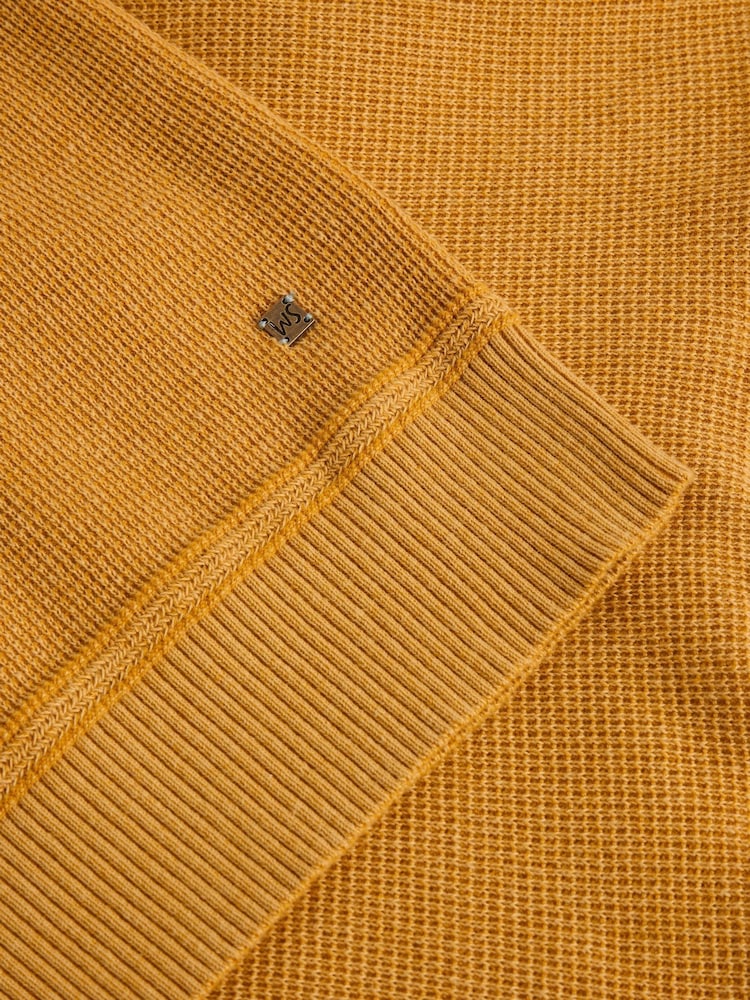 White Stuff Yellow Attadale Crew Neck 100% Organic Cotton Jumper - Image 6 of 6