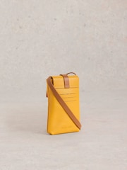 White Stuff Yellow Clara Buckle Leather Phone Bag - Image 2 of 4