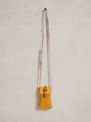 White Stuff Yellow Clara Buckle Leather Phone Bag - Image 3 of 4