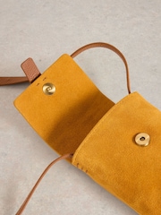White Stuff Yellow Clara Buckle Leather Phone Bag - Image 4 of 4