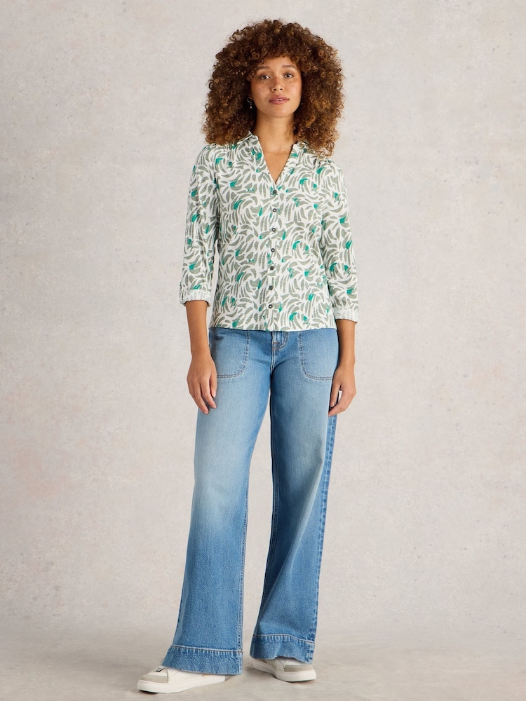 White Stuff Green Annie 100% Cotton Jersey Shirt - Image 1 of 6