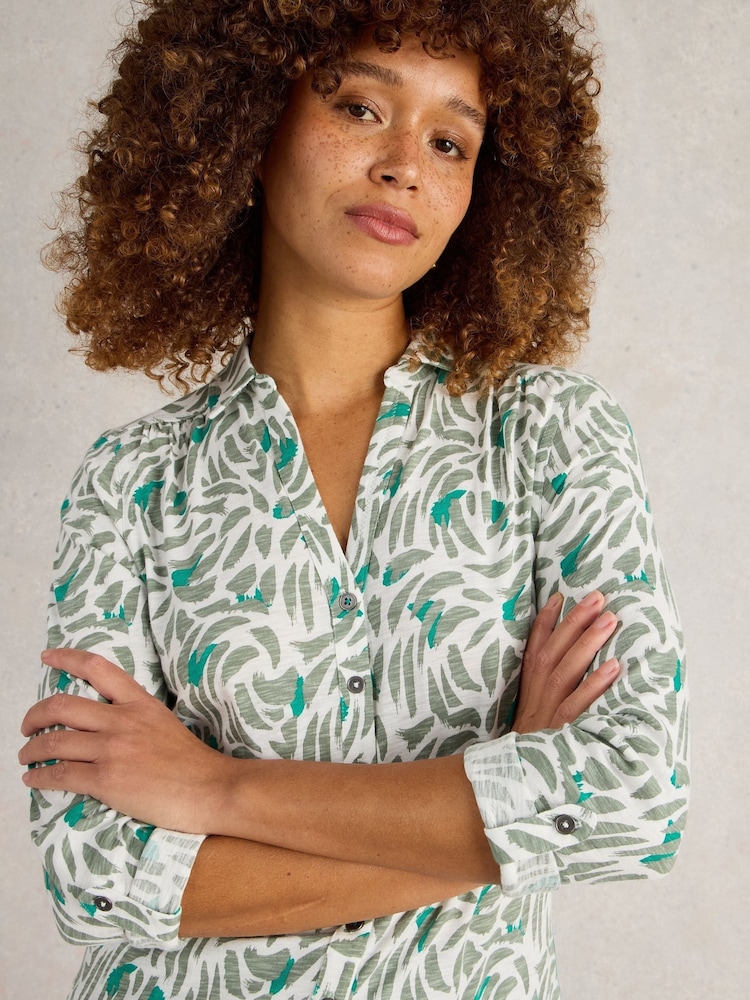 White Stuff Green Annie 100% Cotton Jersey Shirt - Image 2 of 6 White Stuff Green Annie 100% Cotton Jersey Shirt - Image 2 of 6