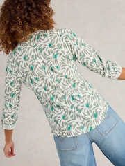 White Stuff Green Annie 100% Cotton Jersey Shirt - Image 3 of 6