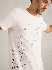 White Stuff Swimming Fish 100% Cotton Graphic T-Shirt - Image 4 of 6