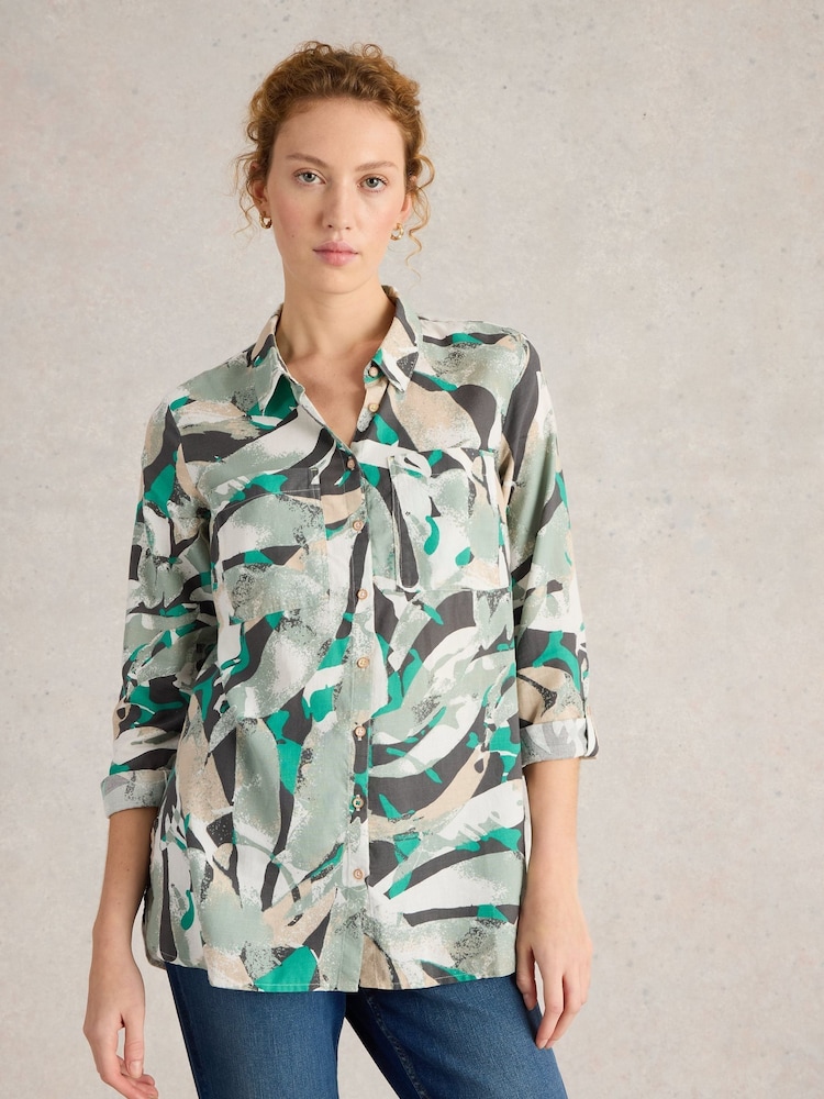 White Stuff Grey Sophie Longline Cotton Shirt - Image 1 of 6 White Stuff Grey Sophie Longline Cotton Shirt - Image 1 of 6
