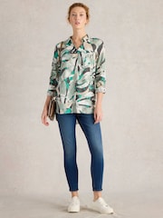White Stuff Grey Sophie Longline Cotton Shirt - Image 3 of 6