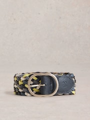 White Stuff Blue Leather Weave Belt - Image 1 of 3