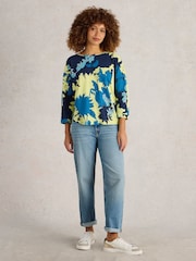 White Stuff Yellow 100% Cotton Demi Dolman T-Shirt - Image 1 of 6