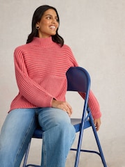 White Stuff Pink Marley Mix Jumper - Image 4 of 6