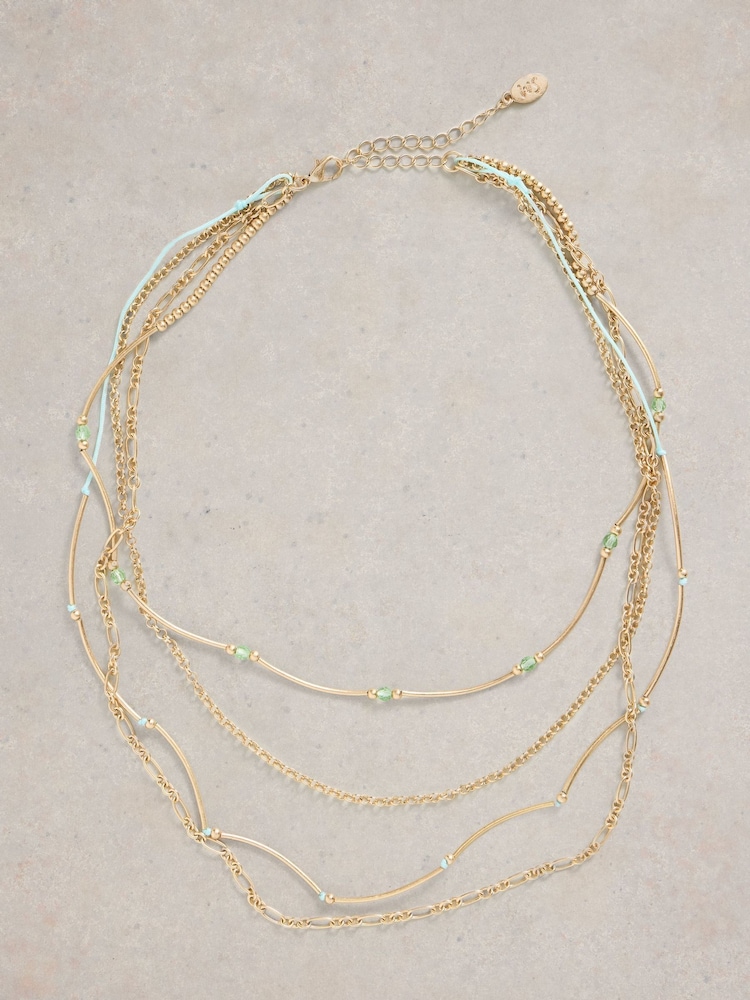 White Stuff Gold Blossom Multi Layer Necklace - Image 1 of 3