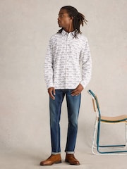 White Stuff White Shoal Fish Printed 100% Organic Cotton Shirt - Image 3 of 6