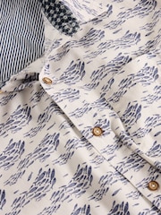 White Stuff White Shoal Fish Printed 100% Organic Cotton Shirt - Image 6 of 6