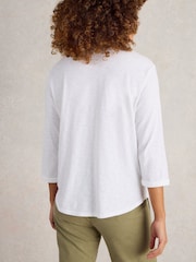 White Stuff White Beth 3/4 Sleeve 100% Cotton Shirt - Image 2 of 6