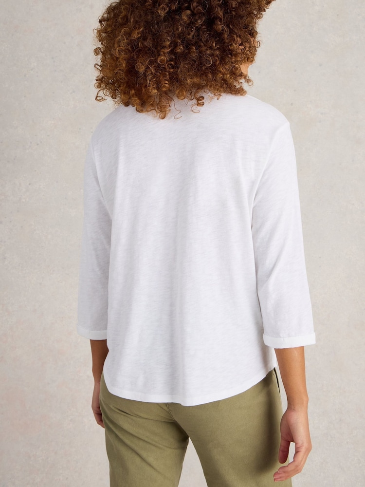 White Stuff White Beth 3/4 Sleeve 100% Cotton Shirt - Image 2 of 6