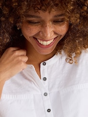 White Stuff White Beth 3/4 Sleeve 100% Cotton Shirt - Image 3 of 6