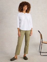 White Stuff White Beth 3/4 Sleeve 100% Cotton Shirt - Image 4 of 6
