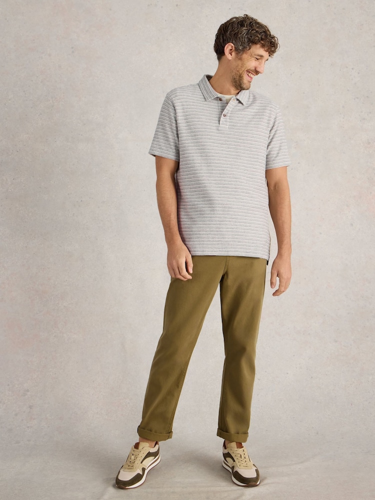 White Stuff Blue Taylor Stripe 100% Cotton Polo Shirt - Image 1 of 6