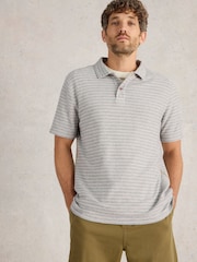 White Stuff Blue Taylor Stripe 100% Cotton Polo Shirt - Image 3 of 6
