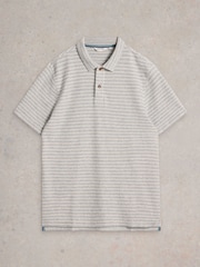 White Stuff Blue Taylor Stripe 100% Cotton Polo Shirt - Image 5 of 6