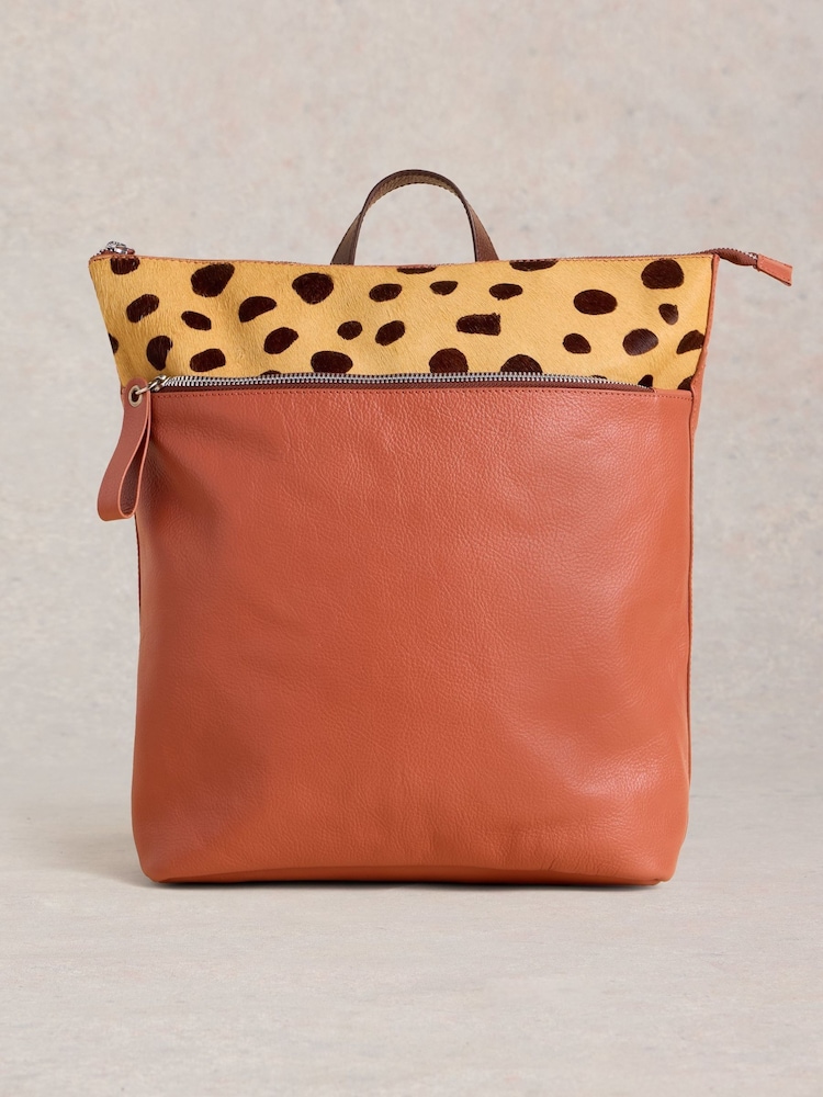 White Stuff Pink Farrah Leather Backpack - Image 1 of 4
