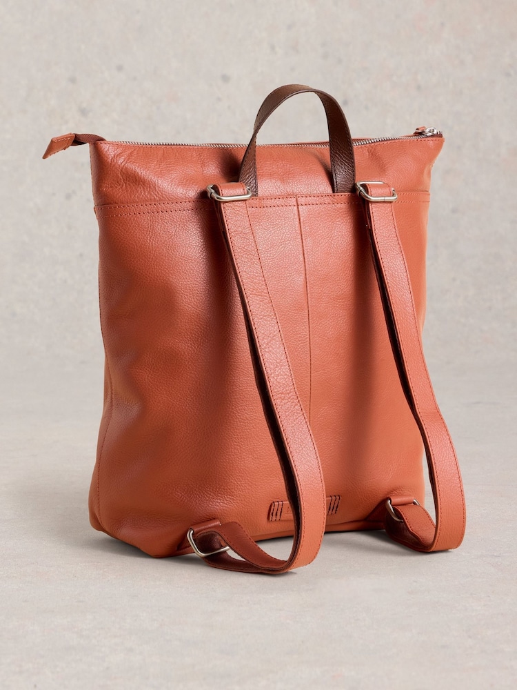White Stuff Pink Farrah Leather Backpack - Image 2 of 4