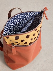 White Stuff Pink Farrah Leather Backpack - Image 4 of 4