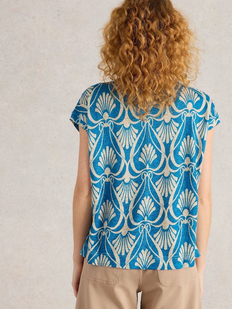 White Stuff Blue Iris Linen T-Shirt - Image 2 of 6