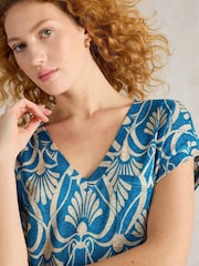 White Stuff Blue Iris Linen T-Shirt - Image 4 of 6