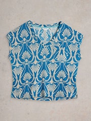 White Stuff Blue Iris Linen T-Shirt - Image 5 of 6