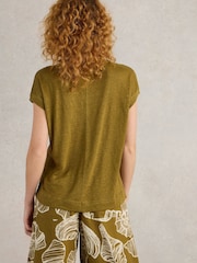 White Stuff Green Iris Linen T-Shirt - Image 2 of 6