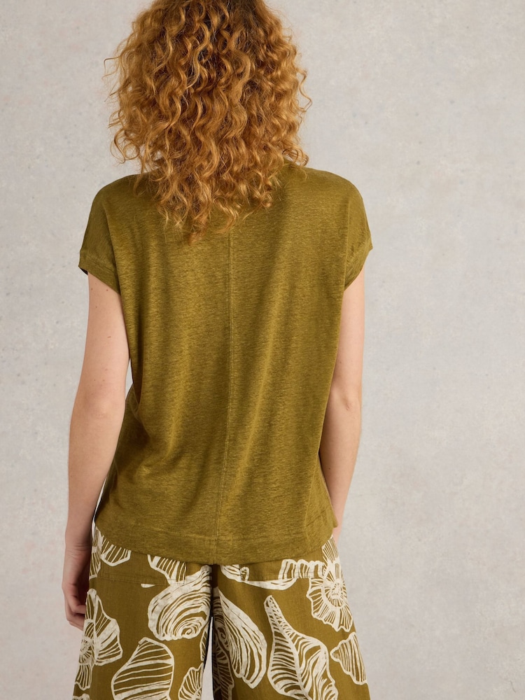 White Stuff Green Iris Linen T-Shirt - Image 2 of 6