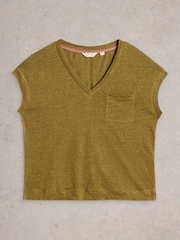 White Stuff Green Iris Linen T-Shirt - Image 5 of 6