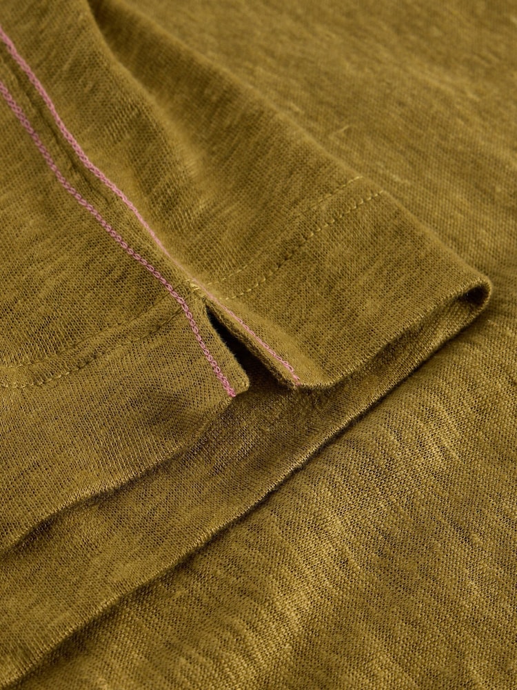 White Stuff Green Iris Linen T-Shirt - Image 6 of 6