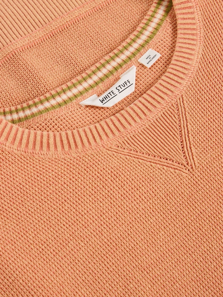 White Stuff Pink Attadale Crew Neck 100% Organic Cotton Jumper - Image 6 of 6